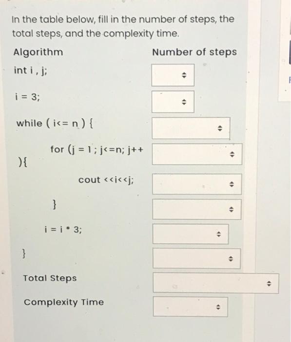 Solved In the table below, fill in the number of steps, the | Chegg.com