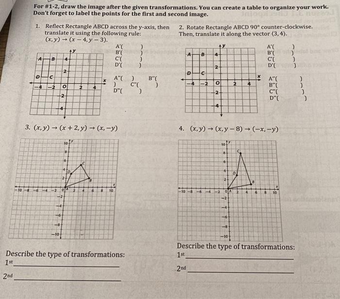 Solved AC For #1-2, draw the image after the given | Chegg.com