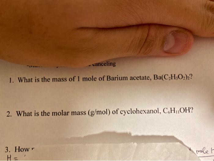 Solved -canceling 1. What is the mass of 1 mole of Barium | Chegg.com