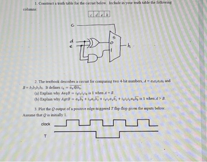 Solved 1. Construct a truth table for the circuit below. | Chegg.com