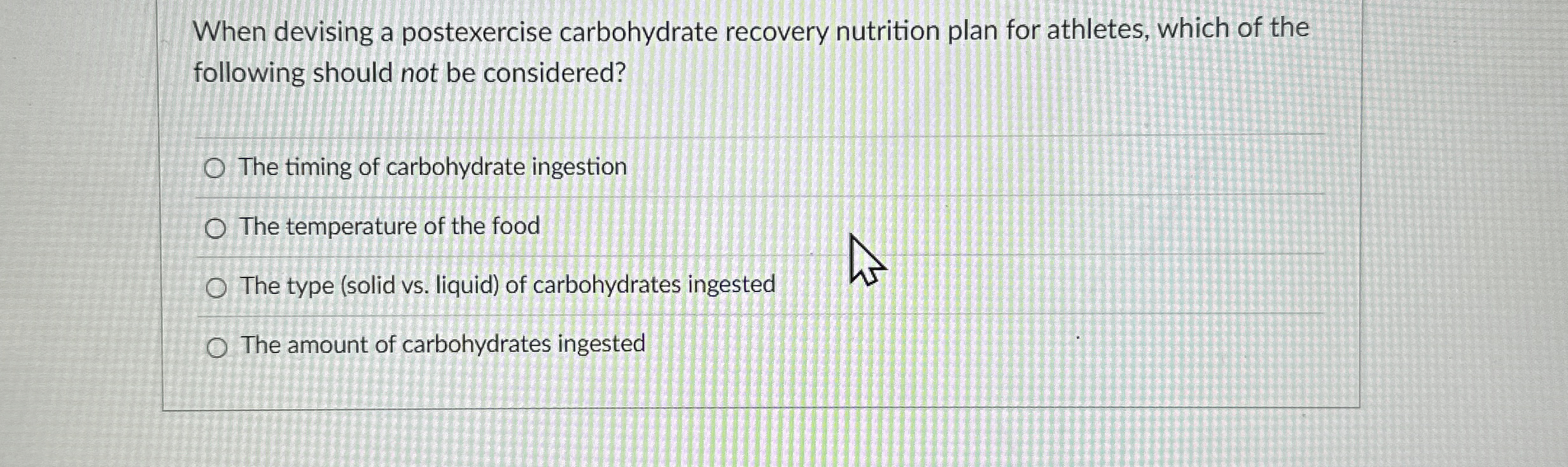Solved When devising a postexercise carbohydrate recovery