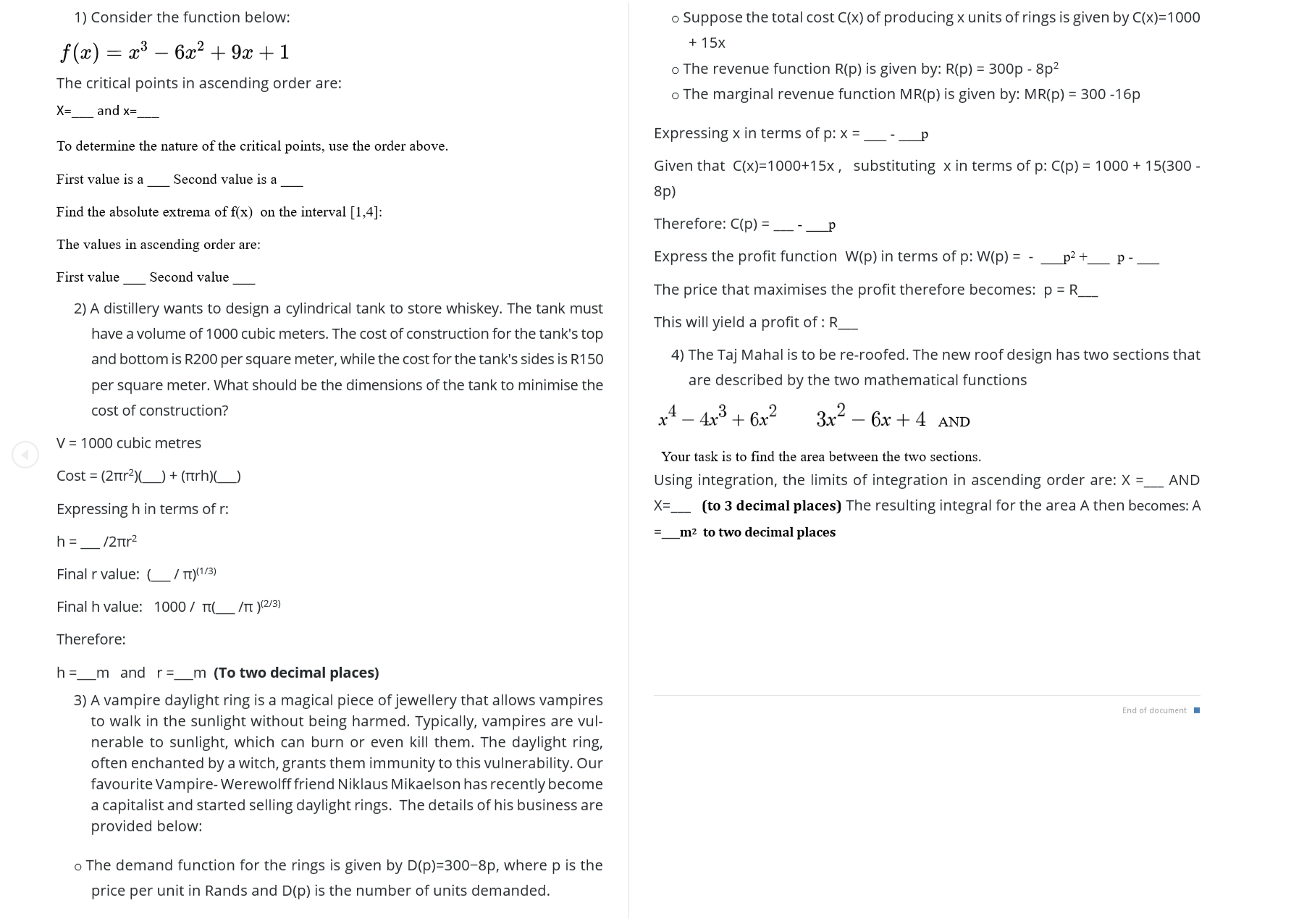 Solved Please answer the folloing questions by filling in | Chegg.com