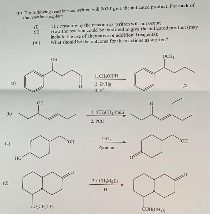 Solved (a) (b) (c) (d) (b) The Following Reactions As | Chegg.com