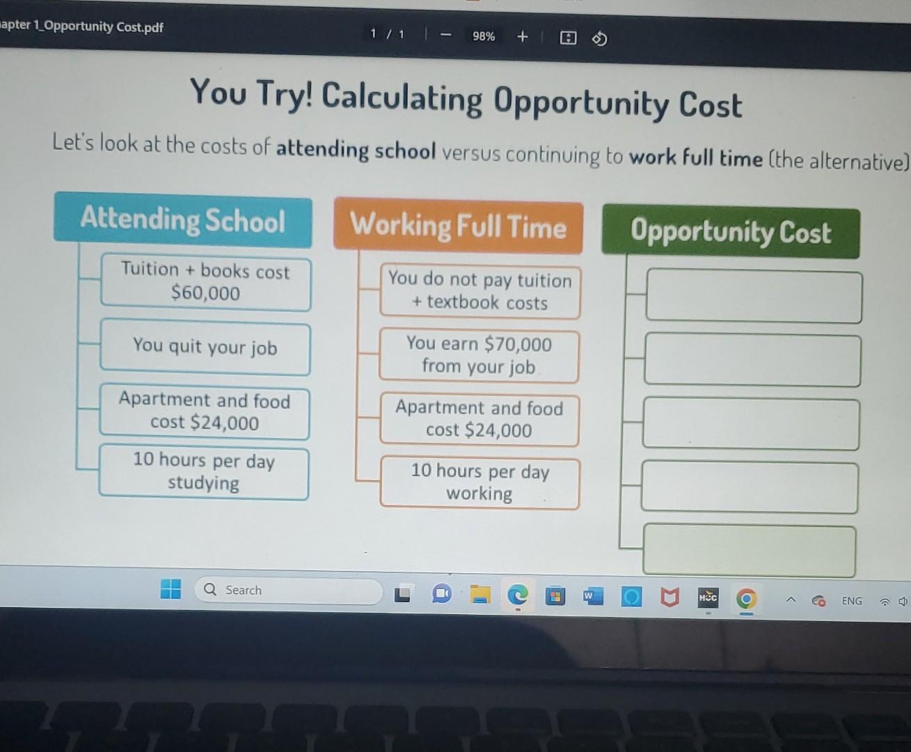 Solved You Iry! Calculating Opportunity Cost Let's Look At | Chegg.com