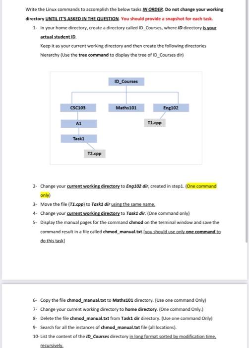 Solved write the Linux commands to accomplish the below | Chegg.com