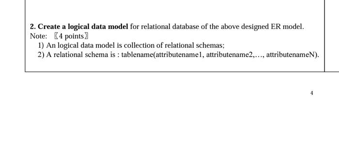 Solved 2. Create a logical data model for relational | Chegg.com
