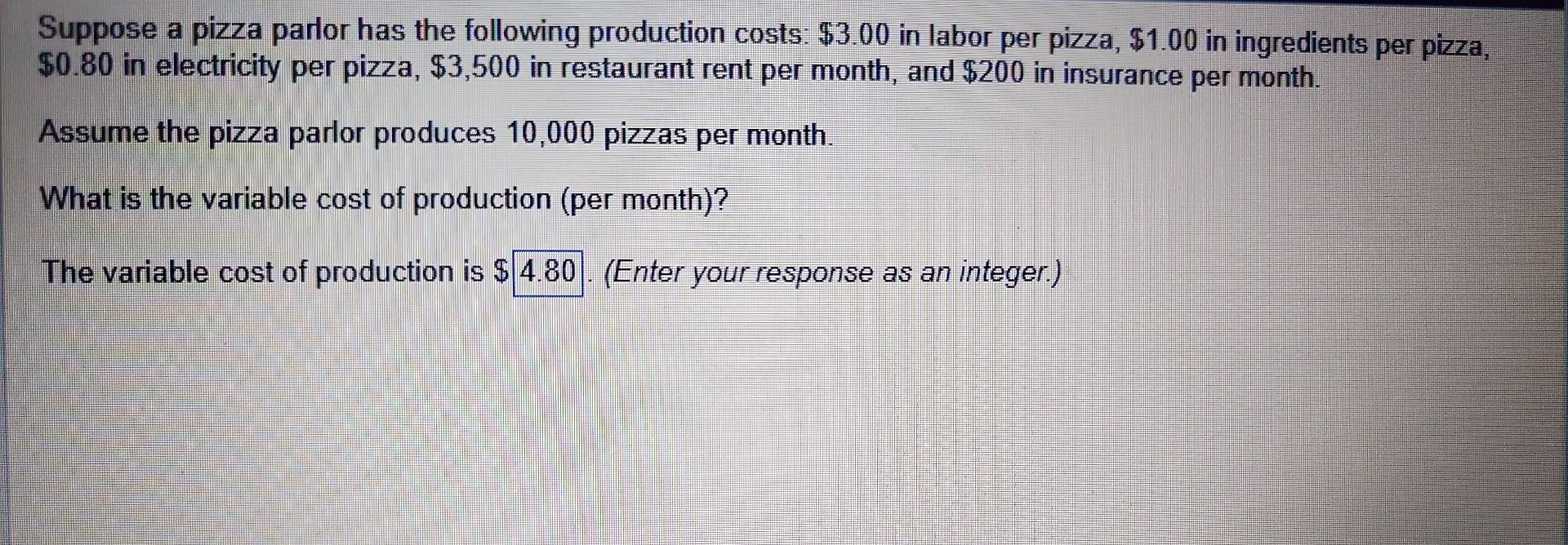 Fresh Look at Solved Suppose A Pizza Parlor Has The Following Production