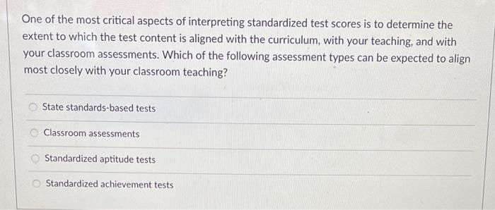 Solved The many different types of standards-based and | Chegg.com