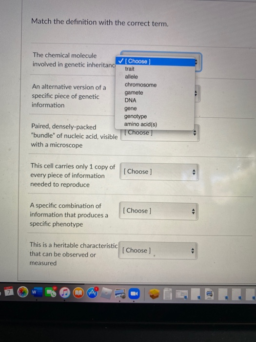 Solved Match the definition with the correct term. The