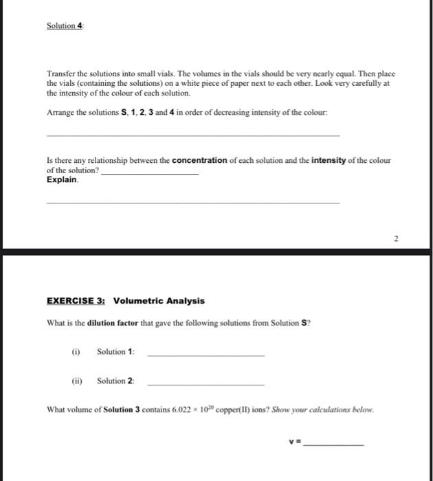 Solved 4 PRACTICAL S STANDARD SOLUTION & DILUTIONS EXERCISE