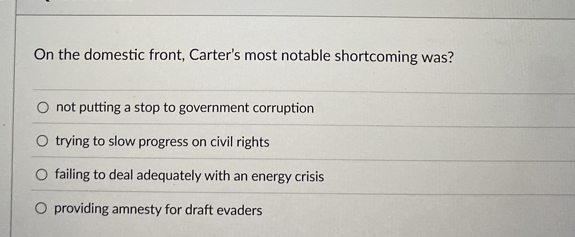 Solved On the domestic front, Carter's most notable | Chegg.com