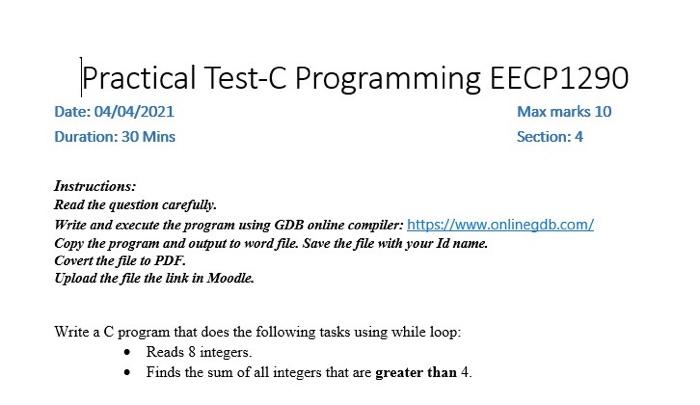 C Programming Online Test