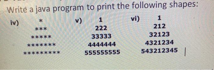 Solved *** Write a java program to print the following | Chegg.com