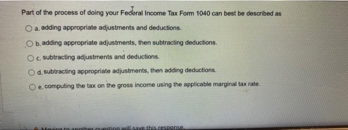 Solved Part of the process of doing your Federal Income Tax | Chegg.com