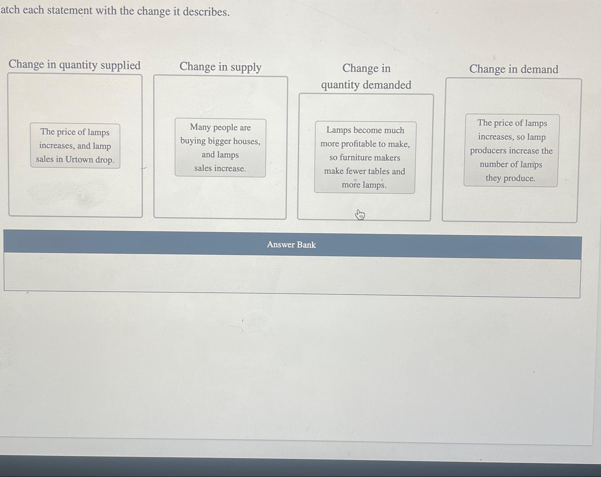 Solved atch each statement with the change it