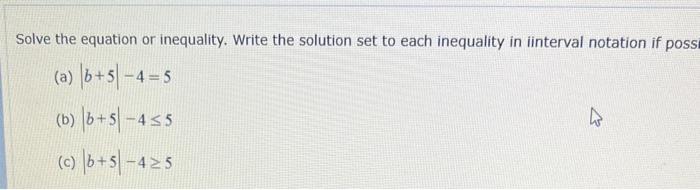Solved Solve the equation or inequality. Write the solution | Chegg.com