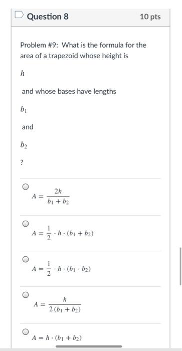 Solved Question 8 10 pts Problem #9: What is the formula for | Chegg.com