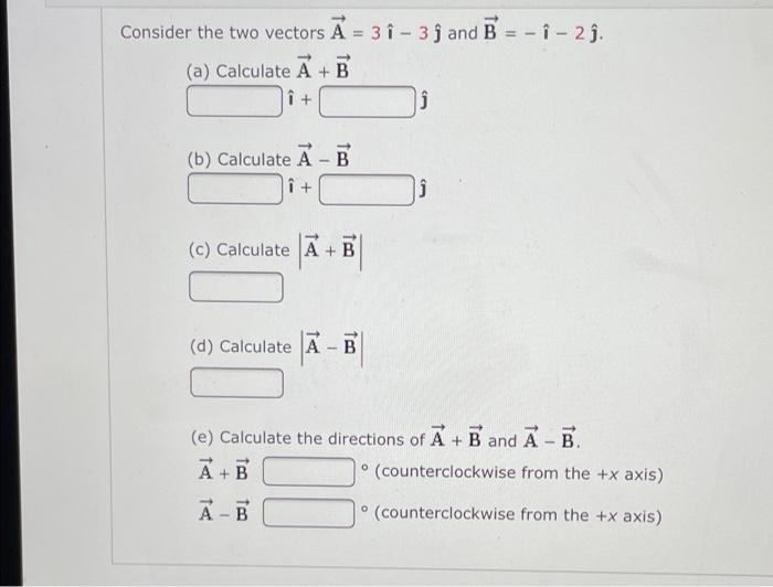 Solved Consider The Two Vectors Ã = 3 I - 3ſ And B = -1 -29. | Chegg.com