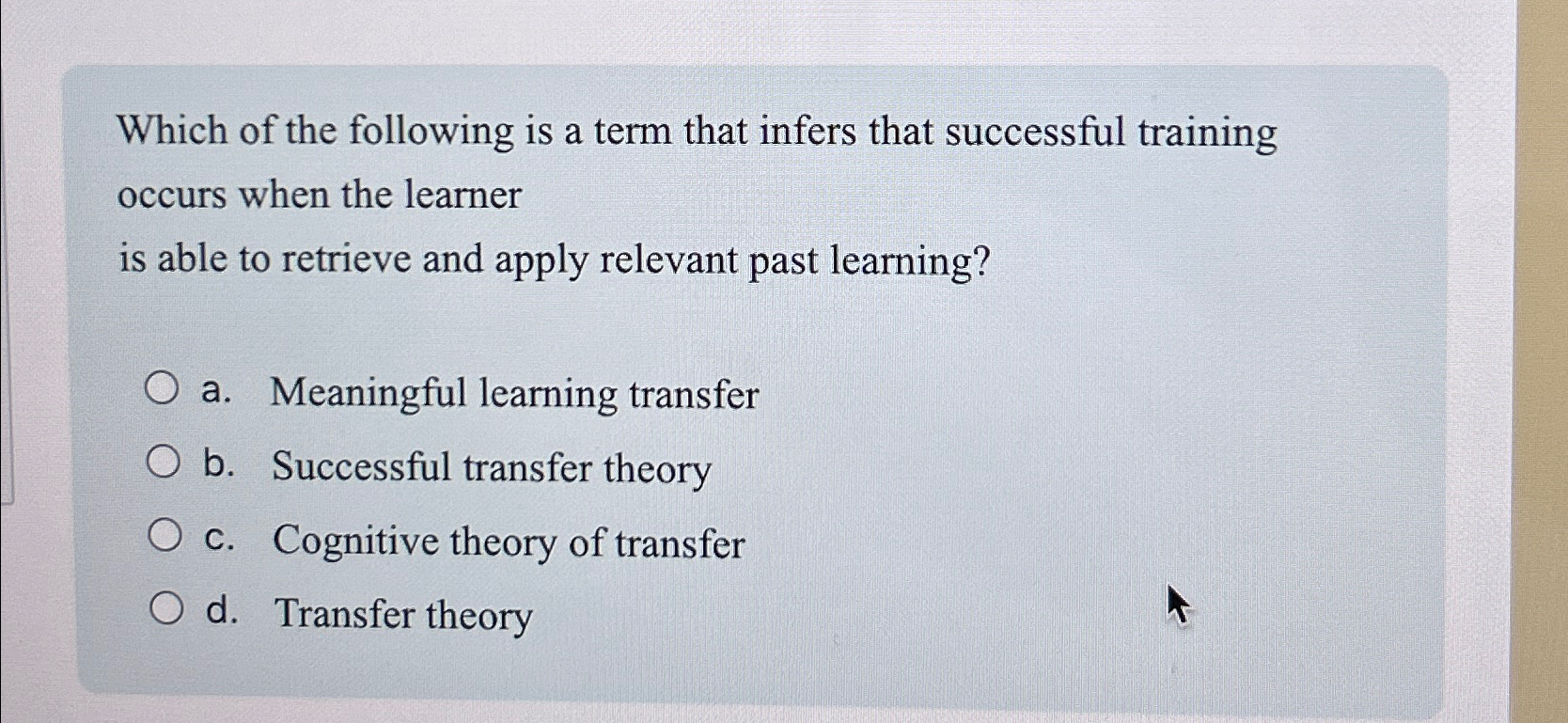 Cognitive theory of cheap transfer