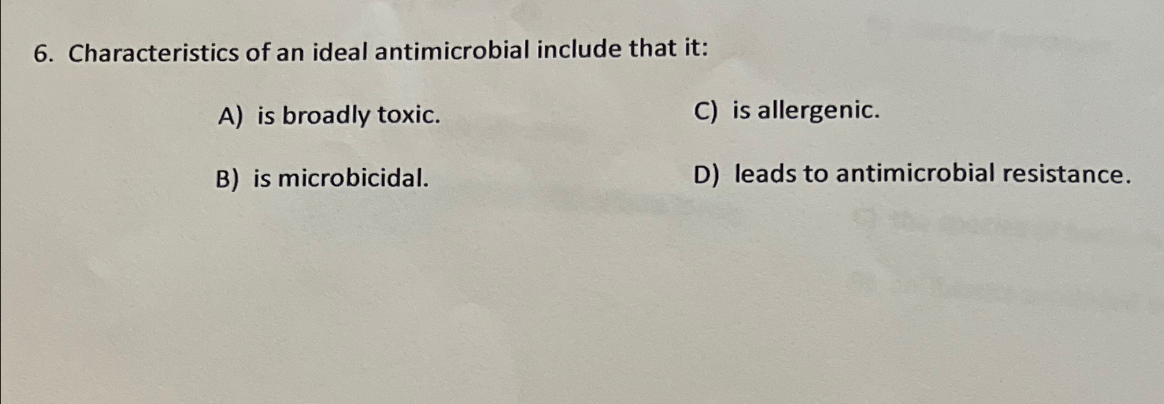 Solved Characteristics Of An Ideal Antimicrobial Include | Chegg.com