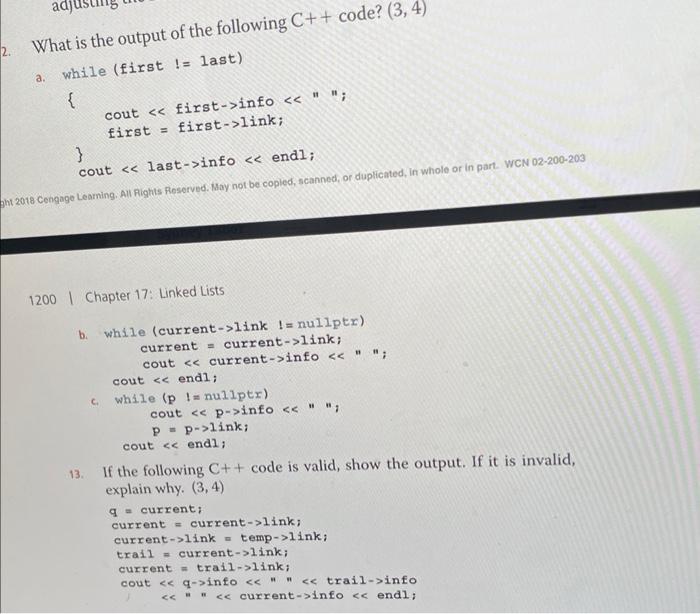 Solved What is the output of the following C++code ? (3,4) | Chegg.com