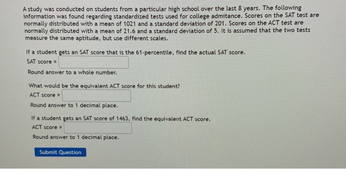 Solved A study was conducted on students from a particular | Chegg.com