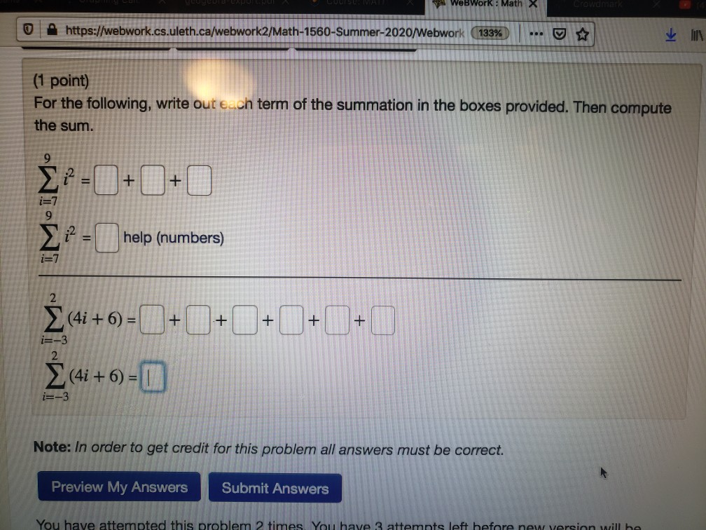 Solved WebWork : Math X | Chegg.com