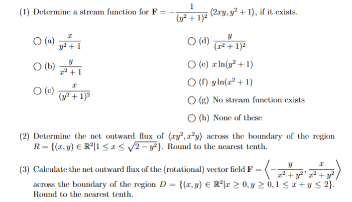 Solved (1) ﻿Determine a stream function for | Chegg.com