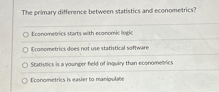Solved The primary difference between statistics and | Chegg.com