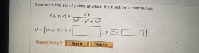 Solved Determine the set of points at which the function is | Chegg.com