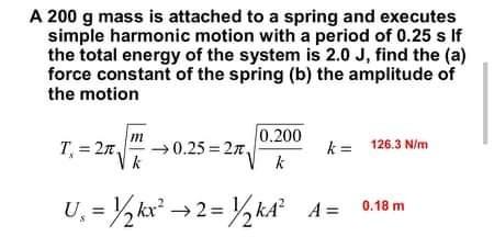 Solved A 200 g mass is attached to a spring and executes | Chegg.com
