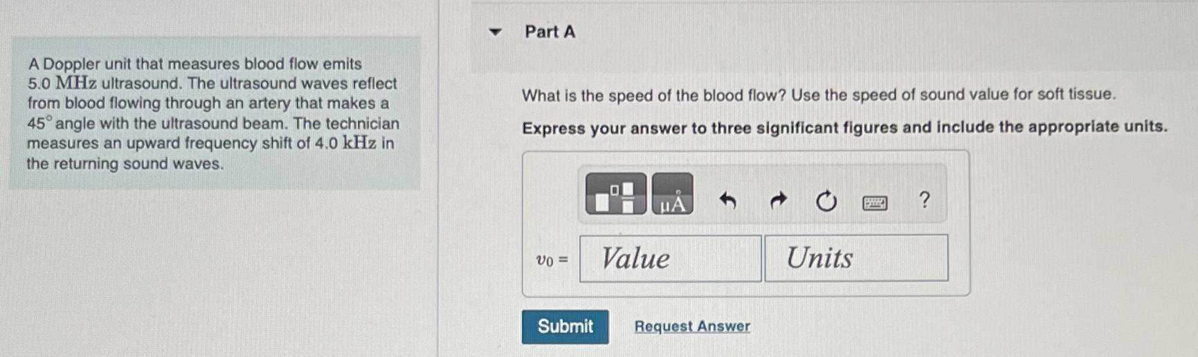 Solved A Doppler unit that measures blood flow emits 5.0 | Chegg.com