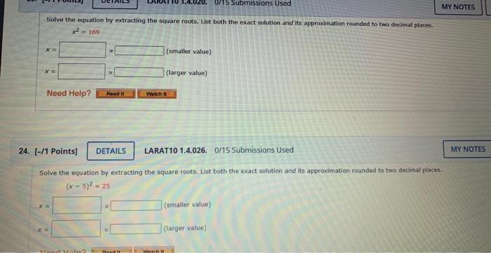 Solved Solve the equation by extracting the square roots. | Chegg.com
