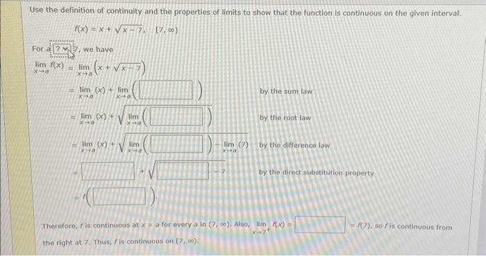 Solved Use the definition of continuity and the properties | Chegg.com