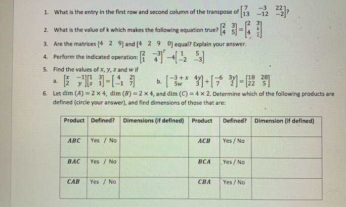 Solved 1. What is the entry in the first row and second Chegg