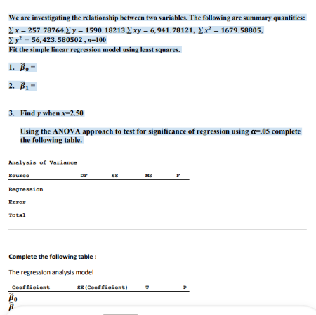Solved We are investigating the relationship between two | Chegg.com