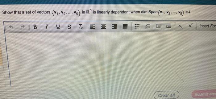 Solved Show that a set of vectors {v1,v2,…,v5} in Rn is | Chegg.com