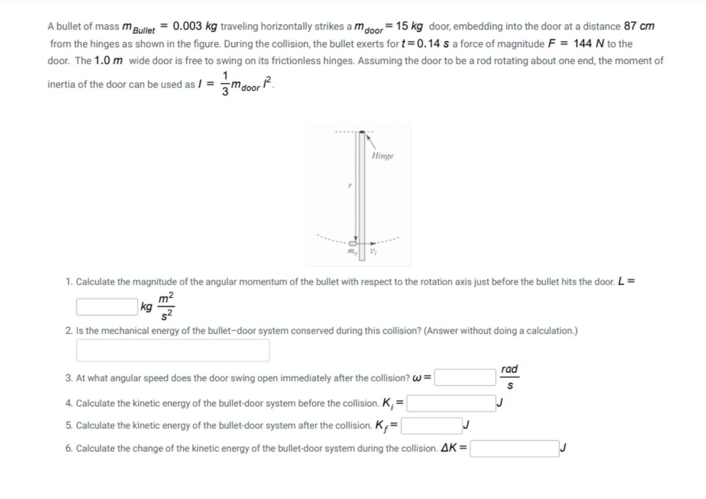 Solved A bullet of mass m Bullet = 0.003 kg traveling | Chegg.com