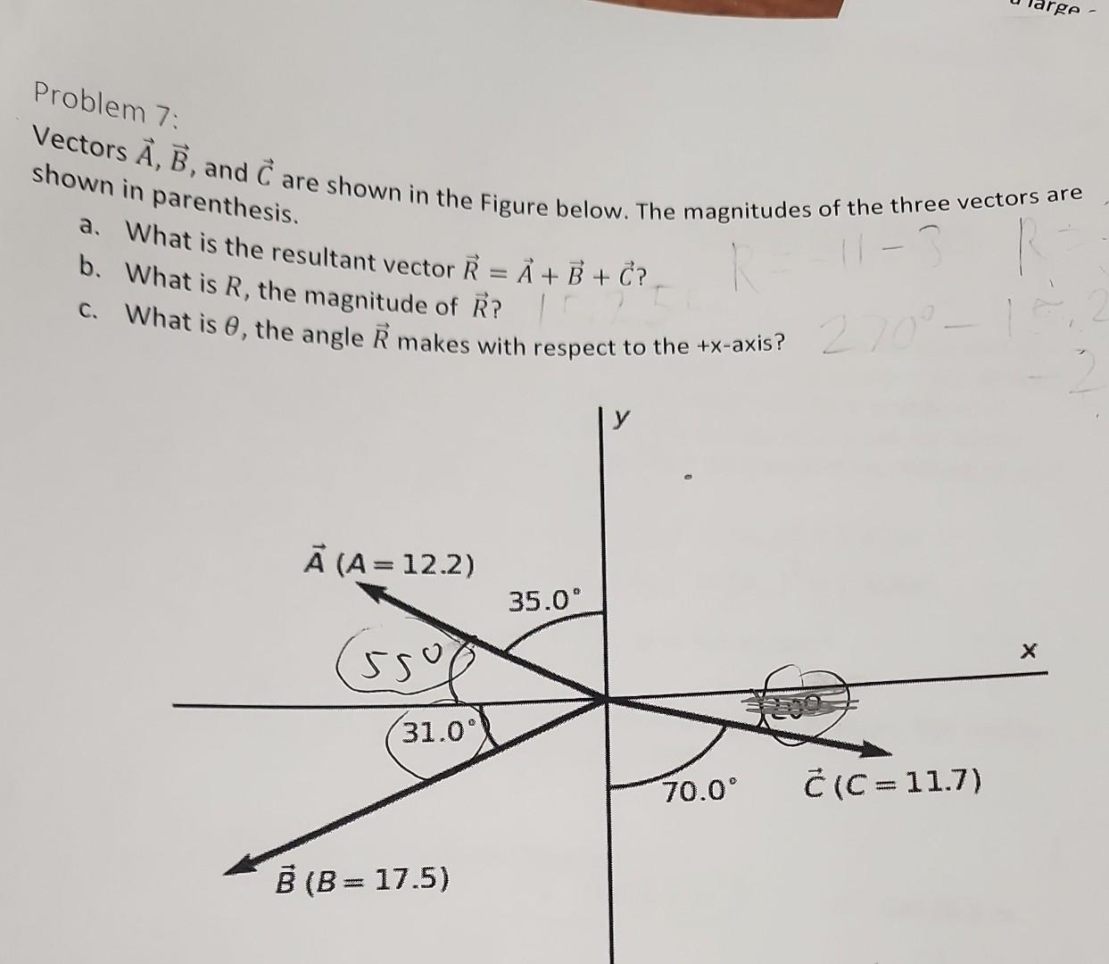 Solved Problem 7: Vectors A,B, and C are shown in the Figure | Chegg.com