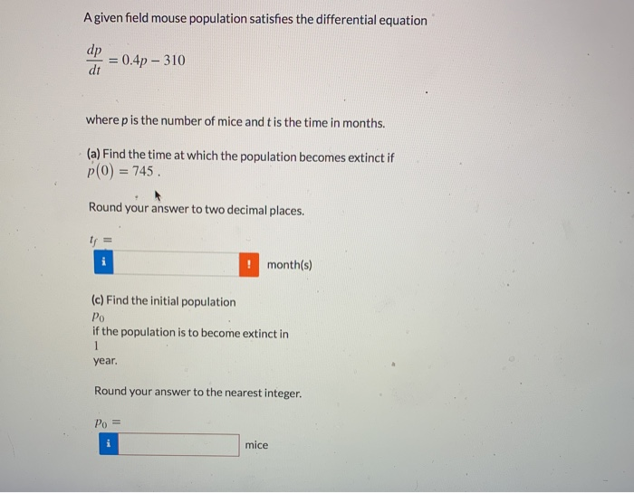 Solved A given field mouse population satisfies the | Chegg.com