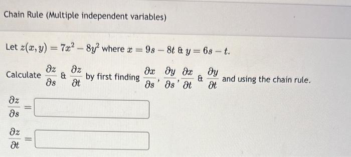 Solved Chain Rule (Multiple independent variables) Let | Chegg.com
