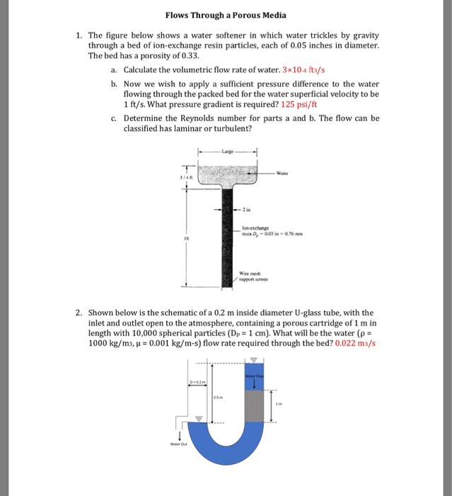 Flows Through a Porous Media 1. The figure below | Chegg.com