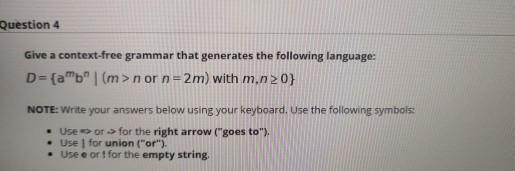 Solved Question 4 Give a context-free grammar that generates | Chegg.com