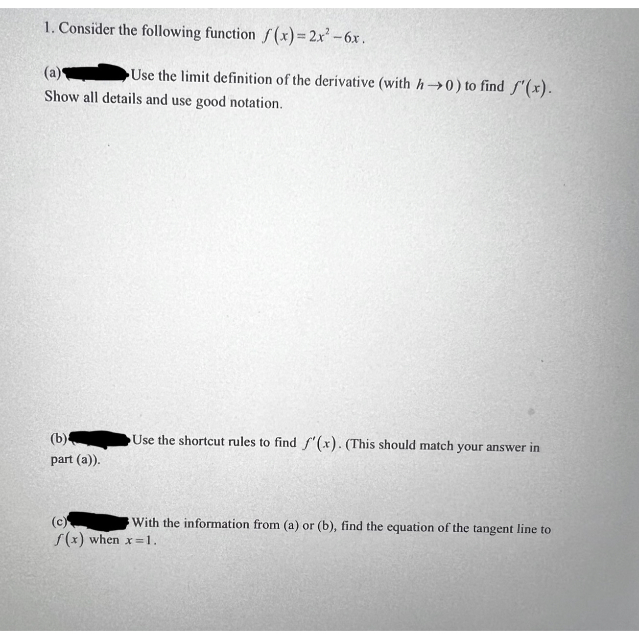 Solved Consider The Following Function F X 2x2 6x A ﻿use