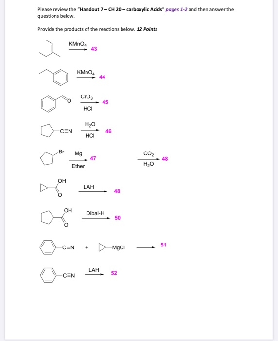 Solved Please review the "Handout 7 -CH 20 - carboxylic | Chegg.com