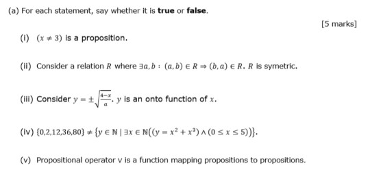 Solved (a) For each statement, say whether it is true or | Chegg.com