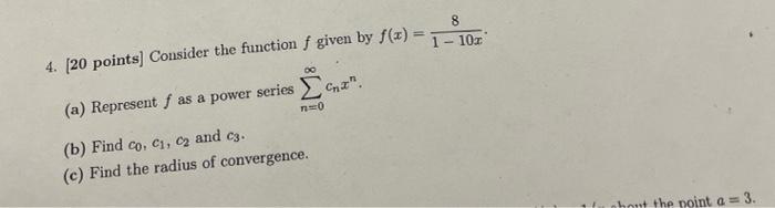 Solved 4. [20 points] Consider the function f given by | Chegg.com