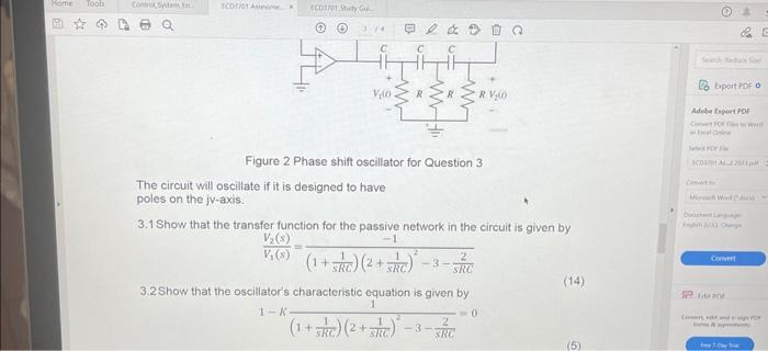 Solved Figure 2 Phase shift oscillator for Question 3 The | Chegg.com