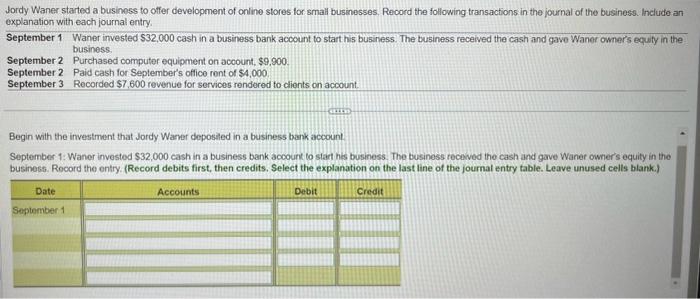 Solved Jordy Waner started a business to offer development | Chegg.com
