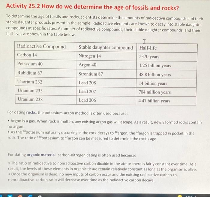 Solved Activity  How do we determine the age of fossils 